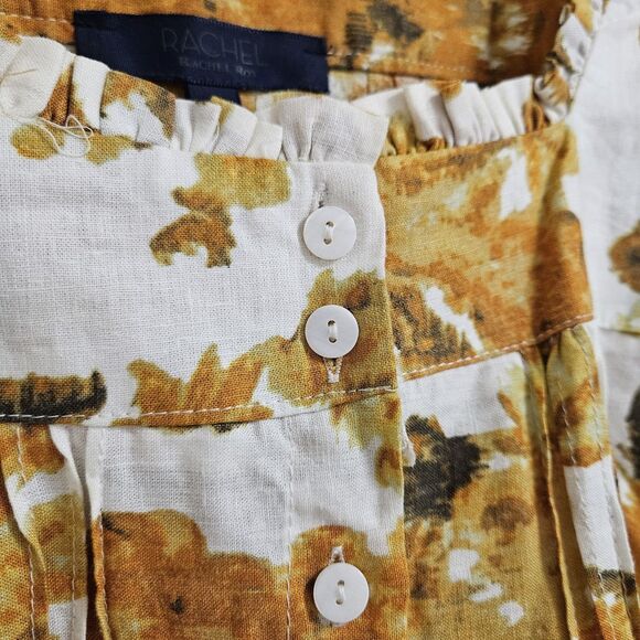 Rachel Roy Multicolor Floral Linen Blend Square Ruffle Neck Blouse Women's XS - Picture 5 of 11
